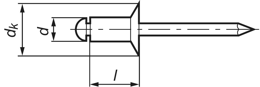 Senkkopf  5 x 20 Blindniete Alu/St nach DIN 7337 Form B